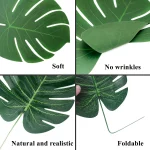 열대 야자수 잎, 여름 몬스테라 인공 실크 거북이 잎, 하와이 루아우 비치 웨딩 파티 장식, 21 개 - 이미지 4