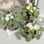 XIYA 꽃 녹색 인공 식물 유칼립투스 꽃 짠 작은 화분에 심은 식물 잔디 마운드 11cm PE 소재 홈 인테리어 - 이미지 4