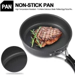 야외 캠핑 조리기구 세트, 알루미늄 논스틱 냄비, 휴대용 야외 식기 조리기구, 하이킹 바베큐 피크닉 - 이미지 4