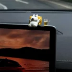 불 테리어 자동차 액세서리 인테리어-편안한 포즈가있는 사랑스러운 대시 보드 인형, 앞 유리 Tesla Model 3 용 자동차 장식품 - 이미지 2