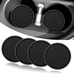 4pcs 새로운 자동차 컵 홀더 Anti-Slip 실리콘 삽입 코스터 매트 범용 자동차 액세서리 대부분의 자동차에 맞는 블랙 - 이미지 3