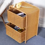 라탄 수납 서랍장 거실 사이드 테이블 가정용 침실 수납 랙 빈티지 수납장 - 이미지 4