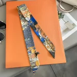 2024 여성용 긴 스카프 좁은 리본 머리띠 여성 Neckerchief 핸들 가방 밴드 두건 헤어 타이 액세서리 - 이미지 4