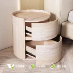 북유럽 호두 배럴 침대 옆 테이블 침실 크리 에이 티브 질감 서랍 보관 캐비닛 현대 가구 - 이미지 5