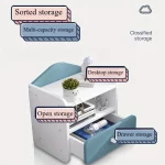 현대 더블 서랍 Nightstand 아이 귀여운 드레싱 침대 옆 테이블 가정용 다기능 소녀 작은 흰색 캐비닛 가구 - 이미지 6