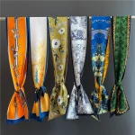 여성용 실크 리본 프린트 꽃 머리띠, 목 넥타이 백, 세트 스카프, 스카프, 스카프, 네커치프, 럭셔리 디자인, 2024