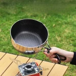 316 스테인레스 스틸 야외 스노우 팬 휴대용 요리 냄비 접이식 손잡이 캠핑 피크닉 비 스틱 팬