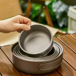 700ML/1200ML 티타늄 프라이팬 야외 캠핑 하이킹 피크닉 요리 프라이팬 배낭 프라이팬 야외 요리 팬 프라이팬