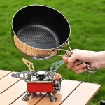 316 스테인레스 스틸 야외 스노우 팬 휴대용 요리 냄비 접이식 손잡이 캠핑 피크닉 비 스틱 팬 - 이미지 6