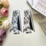 프랑스 스타일 긴 실크 스카프 여성 가방 핸들 넥타이 셔츠 칼라 보우 헤어 밴드 우아한 액세서리 다목적 유행 스카프 - 이미지 3