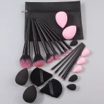 12PCS 소프트 다기능 페이셜 메이크업 브러쉬 세트 + 12PCS 건식 및 습식 이중 목적 뷰티 에그 파우더 퍼프 + 1PCS 보관 가방 - 이미지 3