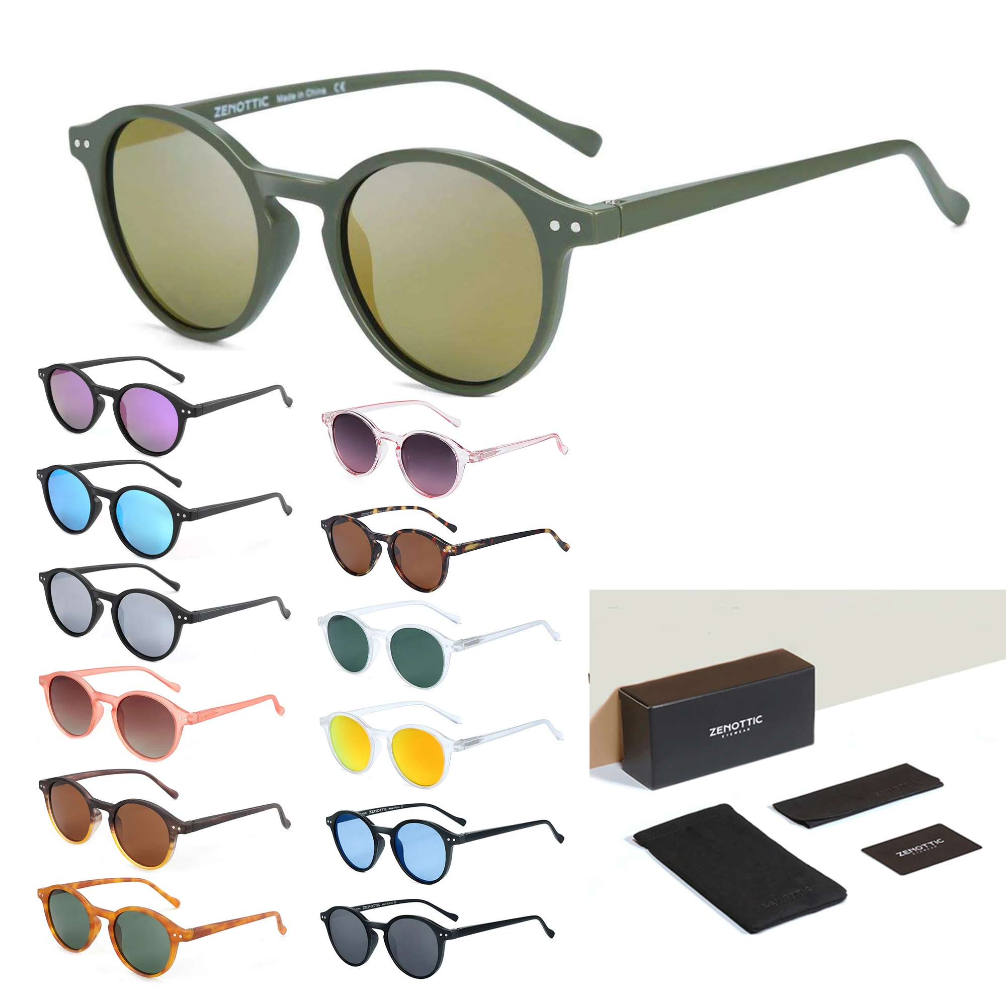 kf-S4eae189c47b64a15a7dd548067283cc2s ZENOTTIC 레트로 편광 선글라스 2023 2024 남성 여성 빈티지 소형 라운드 프레임 선글라스 편광 렌즈 UV400 고글 그늘 - 이미지 1