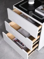 3개의 서랍 블루투스 스피커가 있는 스마트 침대 옆 테이블 무선 충전 엔드 테이블이 있는 나무 측면 캐비닛 침실 엔드 테이블 - 이미지 5