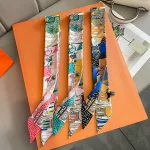 2024 여성용 긴 스카프 좁은 리본 머리띠 여성 Neckerchief 핸들 가방 밴드 두건 헤어 타이 액세서리 - 이미지 2