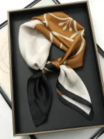 럭셔리 브랜드 2023 실크 스퀘어 스카프 여성 고양이 목 헤어 타이 밴드 비치 Hijab 스카프 머리 머리띠 두건 여성 풀라 70cm - 이미지 3