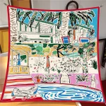 새로운 하와이 90*90CM 능 직물 스카프 Shawls 여름 패션 브랜드 비치 선 스크린 실크 스카프 인쇄 사각형 머리띠 Bandannas