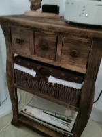 레트로 원목 나이트스탠드, 라탄 서랍장, 다기능 침실 수납장, 서랍장 정리함 - 이미지 5