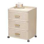 서랍이 있는 현대적인 미니멀리스트 침대 옆 탁자 | 가짜 나무 침대 옆 보관 캐비닛 이동식 침실 정리함 공간 절약형 홈가구 - 이미지 5