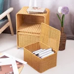 라탄 수납 서랍장 거실 사이드 테이블 가정용 침실 수납 랙 빈티지 수납장 - 이미지 3