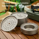 700ML/1200ML 티타늄 프라이팬 야외 캠핑 하이킹 피크닉 요리 프라이팬 배낭 프라이팬 야외 요리 팬 프라이팬 - 이미지 3
