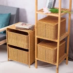 라탄 수납 서랍장 거실 사이드 테이블 가정용 침실 수납 랙 빈티지 수납장 - 이미지 5