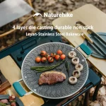 Naturehike 316 스테인레스 스틸 조각 캠핑 그릴 팬 비 스틱 코팅 벌집 조리기구 - 이미지 3