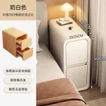 서랍 2개가 있는 단단한 나무 침대 옆 탁자 다리 없는 디자인 침실용 소형 스탠드 미니멀리스트 좁은 보관 캐비닛 - 이미지 3