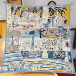 새로운 하와이 90*90CM 능 직물 스카프 Shawls 여름 패션 브랜드 비치 선 스크린 실크 스카프 인쇄 사각형 머리띠 Bandannas - 이미지 2