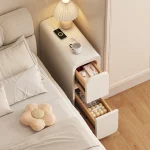 서랍 2개가 있는 단단한 나무 침대 옆 탁자 다리 없는 디자인 침실용 소형 스탠드 미니멀리스트 좁은 보관 캐비닛 - 이미지 2