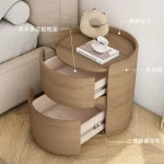 북유럽 호두 배럴 침대 옆 테이블 침실 크리 에이 티브 질감 서랍 보관 캐비닛 현대 가구 - 이미지 4