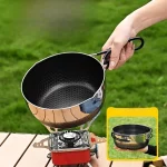 316 스테인레스 스틸 야외 스노우 팬 휴대용 요리 냄비 접이식 손잡이 캠핑 피크닉 비 스틱 팬 - 이미지 2