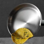 두꺼운 316 스테인레스 스틸 평평한 바닥 팬, 코팅이 없는 붙지 않는 스테이크 프라이팬, 야외용 분리형 손잡이. - 이미지 2