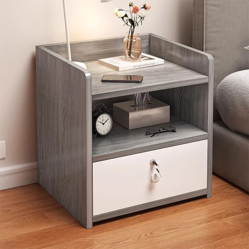 kf-S8f5d147af2d94741a70274e8ecc702a4r 잠금 스토리지 Nightstand 사이드 보드 침실 가구 다층 스토리지 캐비닛과 현대 간단한 북유럽 침대 옆 테이블 서랍 - 이미지 1
