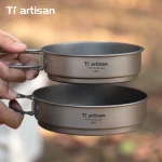 Tiartisan 350ml/500ml 티타늄 접이식 손잡이 요리 프라이팬 야외 캠핑 Picninc 초경량 휴대용 식기 조리기구