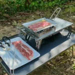 CAMPINGMOON 깊어지고 분리 가능한 손잡이가 있는 휴대용 두꺼운 스테인레스 스틸 캠핑 피크닉 조리기구, 스테이크 프라이팬 - 이미지 3