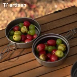 Tiartisan 350ml/500ml 티타늄 접이식 손잡이 요리 프라이팬 야외 캠핑 Picninc 초경량 휴대용 식기 조리기구 - 이미지 2