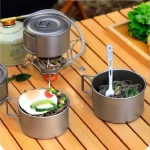 캠핑 티타늄 요리 냄비 그릇 컵 다용도 초경량 접이식 손잡이 450ml 600ml - 이미지 3