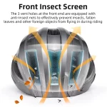 ROCKBROS 남녀공용 자전거 라이트 헬멧, MTB 도로 후미등 경고 사이클링 헬멧, EPS PC 통합 성형 안전 자전거 헬멧 - 이미지 3