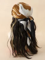 럭셔리 브랜드 2023 실크 스퀘어 스카프 여성 고양이 목 헤어 타이 밴드 비치 Hijab 스카프 머리 머리띠 두건 여성 풀라 70cm - 이미지 2