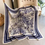 새로운 70cm 식물 인쇄 실크 스카프 여성 시뮬레이션 실크 우아하고 다양한 모자를 쓰고 있죠 가방 의류 및 액세서리 스퀘어 스카프 - 이미지 2