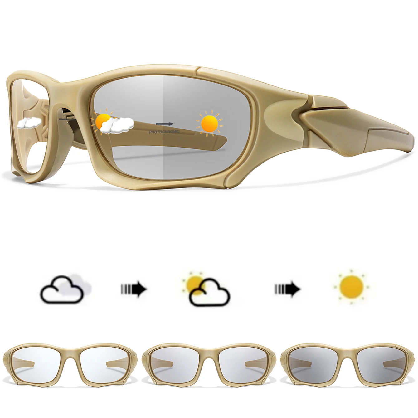 kf-Sb89bb7a4c1cc4dc3813617563de4827ev Photochromic 사이클링 선글라스 남자 야외 스포츠 전술 위장 고글 빈티지 운전 승마 낚시 방풍 - 이미지 1