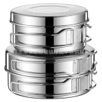 스테인레스 스틸 캠핑 조리기구 세트, 일본식 야외 요리, 휴대용 스토브 및 냄비, 내열성, 2-3 인용 - 이미지 4