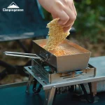 CAMPINGMOON 깊어지고 분리 가능한 손잡이가 있는 휴대용 두꺼운 스테인레스 스틸 캠핑 피크닉 조리기구, 스테이크 프라이팬