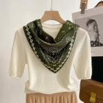 68cm 녹색 캐슈 인쇄 스카프 여성 봄, 여름 얇은 모조 실크 스카프 패션 다목적 목도리 Headscarf 스카프 - 이미지 3