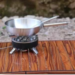 스테인레스 스틸 코팅되지 않은 야외 프라이팬 캠핑 분리형 손잡이가있는 휴대용 접이식 조리기구, 피크닉 조리기구 - 이미지 3