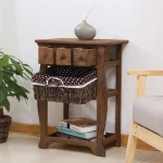 레트로 원목 나이트스탠드, 라탄 서랍장, 다기능 침실 수납장, 서랍장 정리함