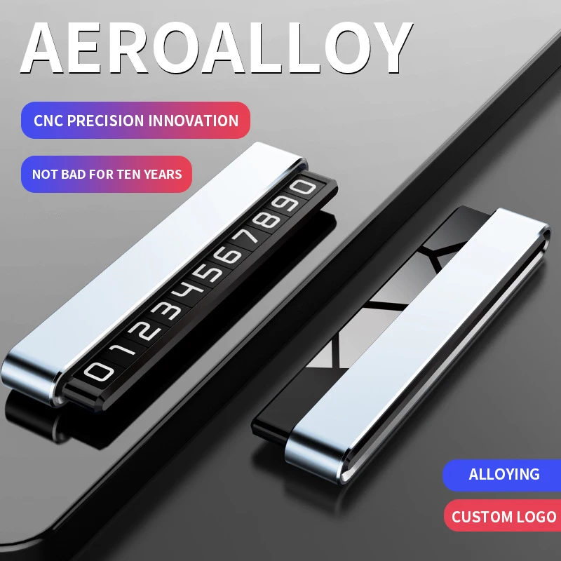 kf-Scad4810eeb5a49b88ef91062af34c69aQ 금속 자동차 임시 주차 카드 회전 전화 번호판 알루미늄 스티커, 자동차 스타일링 액세서리 - 이미지 1