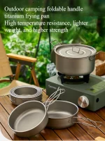 700ML/1200ML 티타늄 프라이팬 야외 캠핑 하이킹 피크닉 요리 프라이팬 배낭 프라이팬 야외 요리 팬 프라이팬 - 이미지 4