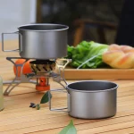 캠핑 티타늄 요리 냄비 그릇 컵 다용도 초경량 접이식 손잡이 450ml 600ml - 이미지 4