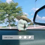 밀짚 모자 자동차 장식과 귀여운 햄스터, 자동차 장식 자동차 인테리어 대시 보드 액세서리 - 이미지 2